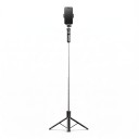 Selfie stick com tripé 1,7 m com controlo remoto Bluetooth Suporte rotativo para telefone 360° Rosca 1/4 Aço inoxidável Preto para fotografias 1