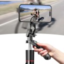 Selfie-Stick mit Stativ 1,7 m mit Bluetooth-Fernbedienung Drehbarer Handyhalter 360° Gewinde 1/4 Edelstahl Schwarz für Fotos und Videos 3