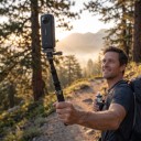 Selfie-tikku aMagisn 3 m Teleskooppinen hiilikuidusta Kääntyvä lukko Vaahterakäsi Musta Toimintakameroille ja 360° kameroille Ranneke ja suojapussi 5