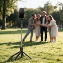 Selfie tyč so statívom 1,7 m a 2 LED svetlami s Bluetooth ovládaním Otočný držiak telefónu 360° Závit 1/4 Nerezová oceľ Čierna pre videá 3