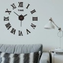 Selvklæbende vægur med romertal 40 cm 3D akryldesign Moderne dekoration Spejleffekt Sort farve Elegant udseende 3