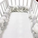 Sengebeskytter til vugge fletning 2 m bomuld flerfarvet beskyttelse af babyens hoved til vugge og krybbe 2