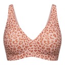 Senza cuciture reggiseno da donna senza ferretto con motivo leopardato e scollatura a V profonda con spalline larghe in colore rosa 1