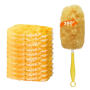 Separador de polvo y telarañas 360° de doble cara 10×20 cm Limpiador amarillo con mango y 10 filtros desechables para la limpieza de techos, muebles 1