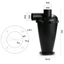 Séparateur de poussière cyclonique 320 x 110 mm avec un diamètre intérieur de col 50 mm Aspiration d'atelier Séparateur d'impuretés avec kit de montage 2