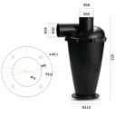 Separatore ciclonico per polvere 320 x 110 mm con diametro interno dell'imbocco di 50 mm Aspirazione da officina Separatore di impurità 2