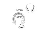 Septum piercing onder de vorm van een hoefijzer met punten 3 x 12 x 6 mm Van roestvrij staal Klassieke zilveren sieraden voor de neus en universeel 2