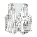 Sequined Vest for Boys and Girls Street Dance Hip-hop Costume in Shiny Style V-Neck Plain Cotton and Nylon Vest for Dance Show 8