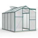 Serre en aluminium avec base, fenêtre de toit et portes coulissantes, dimensions 253 x 190 x 200 cm, en polycarbonate de 4 mm, vert foncé 1