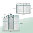 Serre en aluminium avec base, fenêtre de toit et portes coulissantes, dimensions 253 x 190 x 200 cm, en polycarbonate de 4 mm, vert foncé 2