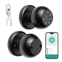 Serrure de porte intelligente à empreinte digitale et code 30 empreintes contrôle mobile clé mécanique noire pour la sécurité des portes 2