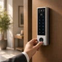 Serrure Wifi à code avec sonnette et reconnaissance faciale V3 Application Tuya Clavier rétroéclairé Argenté Étroit Pour portes d'entrée 3