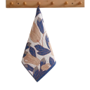 Serviette de main rapide à sécher 34 x 40 cm 4 couches en gaze de coton blanche avec des feuilles bleues et un motif jaune décoratif pour la cuisine 2