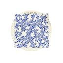 Serviettes en papier 20 pcs 33 x 33 cm 2 couches Motif floral ornemental bleu et blanc Serviettes décoratives pour dressage de table 2