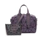 Set 2 genți holografice pentru femei Geantă de mână și pe umăr și geantă mică cu lanț Model geometric PVC și poliester 2