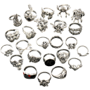 Set 24 de inele gotice unisex din metal argintat, stilate pentru bărbați și femei, design gotic pentru purtare zilnică 2