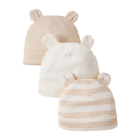 Set 3 bucăți căciulițe pentru bebeluși cu urechi 17 × 15 cm 0–12 luni Căciulițe din bumbac în culoare nude 2