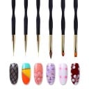 Set 3 bucăți pensule cosmetice duble 17–17,6 cm Pensule profesionale pentru pictura unghiilor Pensulă subțire pentru lac Pensulă mai lată pentru acril 2