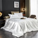 Set 4 pezzi biancheria da letto King Size Copripiumino 220 x 240 cm Lenzuolo 230 x 250 cm 2x federe 48 x 74 cm Biancheria lucida 3