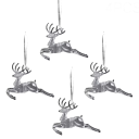 Set 4 Stück Weihnachts-Acrylornamente 10 x 7,5 cm Kristallklar hängende Rentiere Festliche Dekoration für den Weihnachtsbaum 1