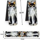 Set 5 Stück magnetische Lesezeichen 6 x 2 cm faltbare Form Katze Mosaik illustratives Motiv 3