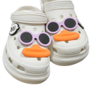 Set 6 Stück Dekoration für Crocs Gesicht mit runden Brillen PVC Schmuck für Schuhe Crocs Zubehör zur Personalisierung von Schuhen 4