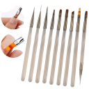 Set 9 buc. pensule acrilice 15,5 cm Pensule pentru unghii pentru gel, lac și acril Set de manichiură pentru decorare și nail art pentru utilizare acasă și profesională 5