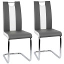 Set aus 2 Esszimmerstühlen mit chromierter Konsolenbasis Höhe der Sitzfläche 48,5 cm und Breite 39,5 cm Kunstleder Für das Esszimmer 3