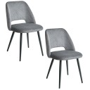 Set aus 2 Esszimmerstühlen mit geformter Rückenlehne Sitzfläche 47 x 45 cm und Höhe 80 cm Samtstoff und Metallkonstruktion Für das Esszimmer 1