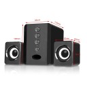 Set aus 2 schwarzen Lautsprechern und einem Subwoofer für den Computer Stereo-Sound USB-Stromversorgung 5 V 2