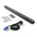 Set aus 4 LED Lichtleisten 100 x 13 x 7 cm mit 24 RGBW 4 in 1 Dioden zu je 12 W und segmentierter DMX Steuerung mit Fernbedienung schwarz 3