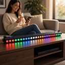 Set aus 4 LED Lichtleisten 100 x 13 x 7 cm mit 24 RGBW 4 in 1 Dioden zu je 12 W und segmentierter DMX Steuerung mit Fernbedienung schwarz 5