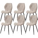 Set aus 6 Esszimmerstühlen mit Steppung, Maße 86x48 cm, Leinenpolsterung und schwarzem Metallrahmen, Tragfähigkeit 120 kg, für Esszimmer 4