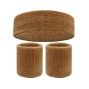 Set aus Stirnband und zwei Sportarmbändern in leuchtenden Farben. Saugfähiges Baumwollmaterial für Laufen, Training, Radfahren und Ballsport. 2