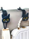 Set aus zwei Autohaltern in Form eines Katzenkopfes für die Kopfstütze, als würde eine Katze eine Tasche, Brille oder Kleidung im Mund halten, aus ABS 4