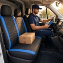 Set autoschadehoezen voor bestelwagen 1+2 zitplaatsen 5 stuks Universele hoezen met 3D gestreept patroon Polyester en PE schuim voor auto 2