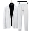 Set bărbaresc Saco și pantaloni cu talie elastică și șnur de strângere Material din poliester cu structură fină Pentru purtare zilnică și ocazii sociale 2