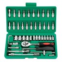 Set chei tubulare 46 buc chei tubulare hexagonale de 1/4&quot; cu clichet și accesorii în cutie de plastic Scule de service de precizie 1