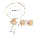 Set choker pentru femei cu cercei Floare Detalii perlate Lanț ajustabil 42,5 cm + cercei 5x5 cm Bijuterii elegante pentru orice ocazie 3