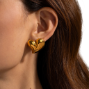 Set completo collana orecchini in acciaio inossidabile motivo cuore Gioielli da donna per donne e ragazze Accessori ipoallergenici con lucentezza duratura 4