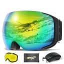 Set con occhiali da sci, lente gialla intercambiabile, custodia in tessuto e astuccio Occhiali a specchio per sci e snowboard con filtro UV400 7