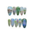 Set cosmetic pentru unghii cu formă de migdală 25,6–18,3 mm 12 dimensiuni 24 unghii false lucioase cu modele drăguțe și lipici 1