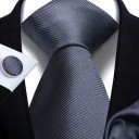 Set cravatta tinta unita, fazzoletto e gemelli 148 x 7,5 cm Set elegante da uomo per matrimoni, eventi formali e incontri di lavoro 18