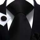 Set cravatta tinta unita, fazzoletto e gemelli 148 x 7,5 cm Set elegante da uomo per matrimoni, eventi formali e incontri di lavoro 1