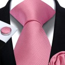 Set cravatta tinta unita, fazzoletto e gemelli 148 x 7,5 cm Set elegante da uomo per matrimoni, eventi formali e incontri di lavoro 5