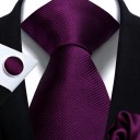 Set cravatta tinta unita, fazzoletto e gemelli 148 x 7,5 cm Set elegante da uomo per matrimoni, eventi formali e incontri di lavoro 23