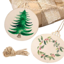 Set creativ 10 bucăți globuri de Crăciun din lemn 8 x 8 cm Felii goale pentru pictat Ornamente suspendate pentru brad 7