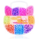Set creativo per la produzione di gioielli 600 pezzi Confezione a forma di gatto Elastici colorati Gomma e plastica Con accessori per braccialetti 1