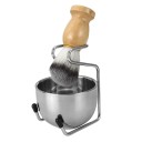 Set da barba da uomo 3 in 1 Pennello 5,5 x 5 x 3,3 cm Ciotola 5,5 x 8,3 cm Supporto 5,2 x 10,3 cm Manico in legno Supporto in acciaio inox 3