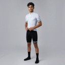 Set da ciclismo da uomo con maglia a maniche corte e pantaloni con bretelle bianchi e imbottitura 90 % poliestere e 10 % Lycra Bianco e nero 4